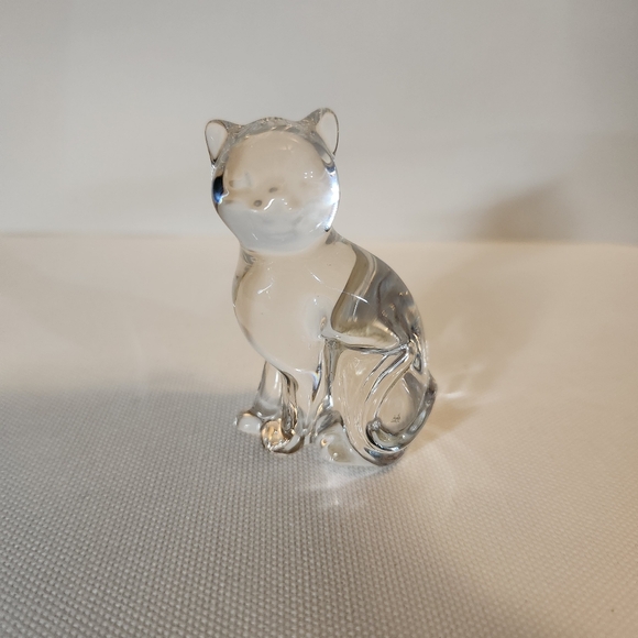 Lenox Clear Full Lead Crystal Cat Collectable Czech Republic Paperweight Feline - Picture 4 of 8
